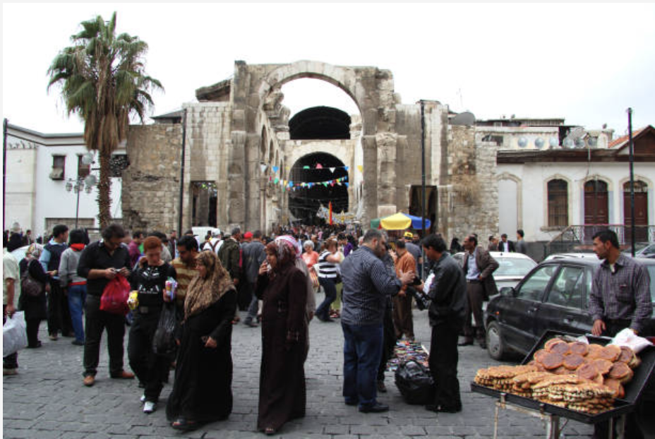 The bustling streets of old Damascus