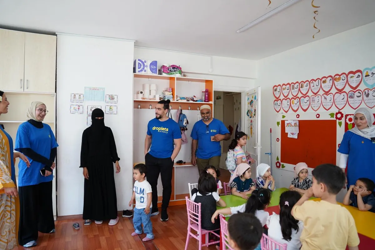 Volunteers visiting a kindergarten