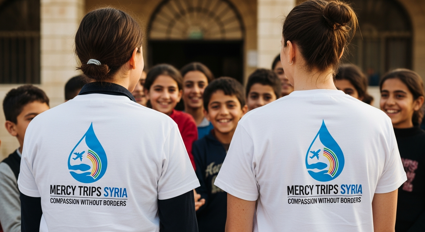 Volunteers with orphaned children
